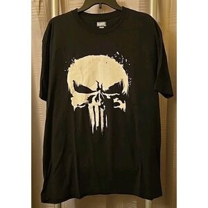 Marvel The Punisher Black XLarge T-Shirt Scratch Logo Distressed Graphic Tee Men